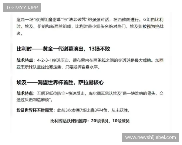 2026年世界杯比利时对埃及比赛的具体开赛时间及观赛建议